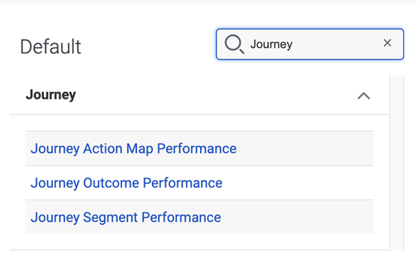 List of journey views on the landing page.